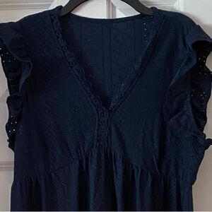 Cupshe Navy Textured eyelet coverup
